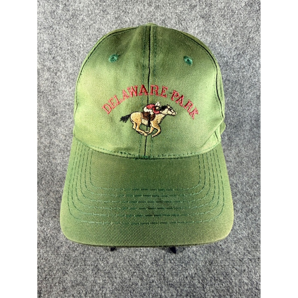 Vintage Delaware Park Horse Racing Snapback Hat Cobra Caps Green Embroidered